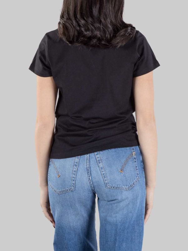 BLACK TURBATO T-SHIRT WITH RHINESTONE AND BEAD LOGO