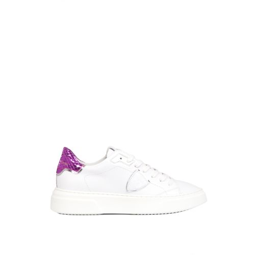 Philippe Model - Sneaker TEMPLE S VEAU VERNIES NEON in pelle bianca spoiler viola