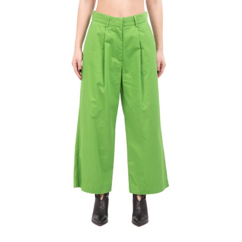 Ottod'Ame - Pantaloni verdi in cotone con pinces