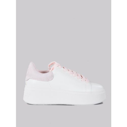 sneaker ash moby in pelle bianca con spoiler rosa