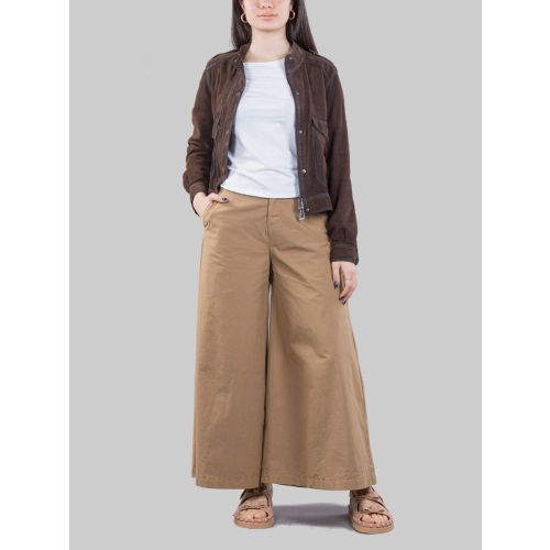 Maxi pantaloni Elle in cotone elasticizzato sabbia con gambe ampie